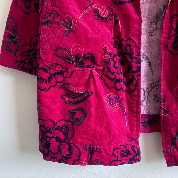 Home Sewn Fuchsia Floral Corduroy Open Front Jacket - Picture 7 of 12
